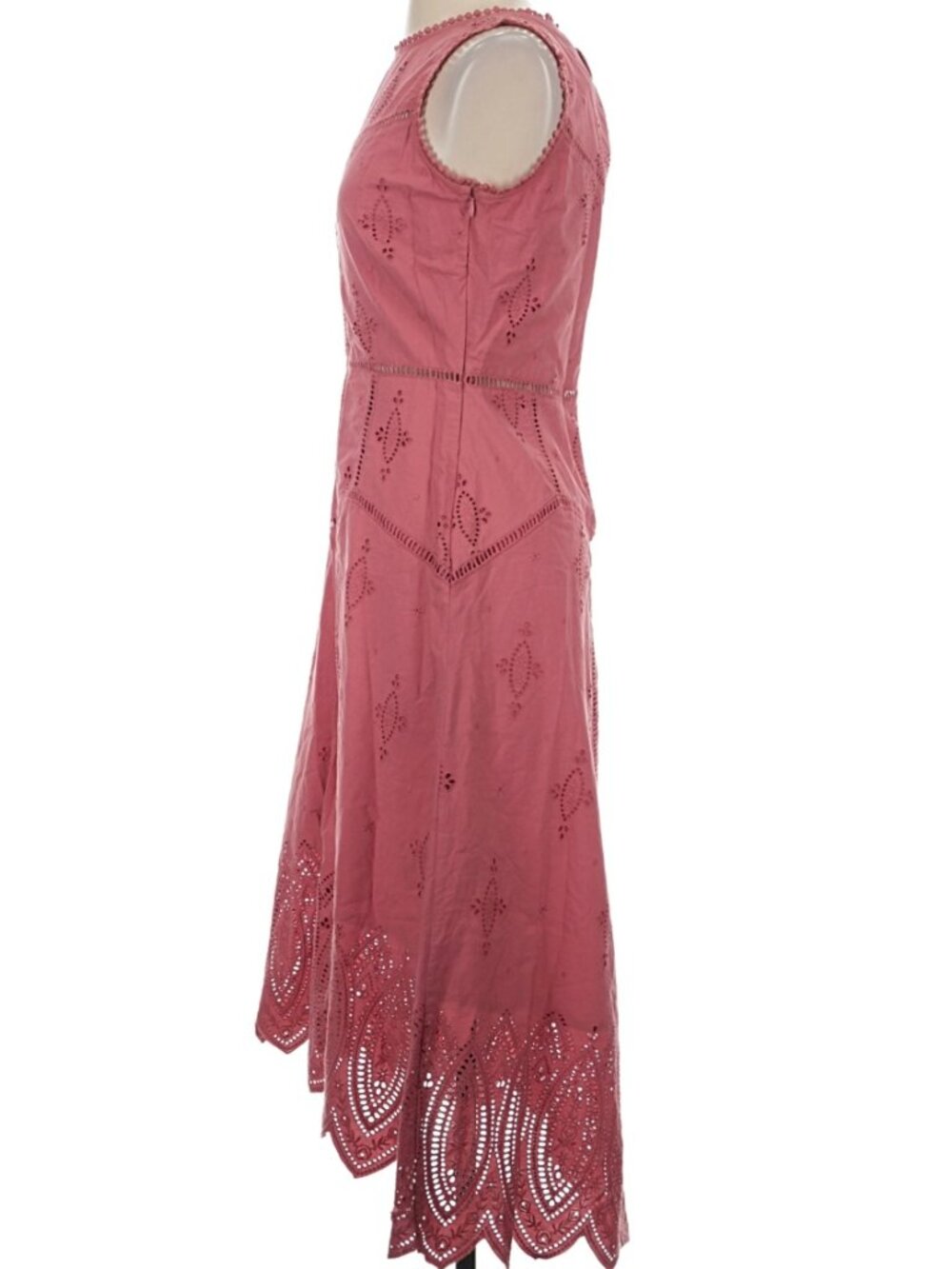 NWT $398 Joie Halone Eyelet Hi-Low Midi Dress Coral Pink Brunch Romantic Sz 4 - Picture 7 of 10